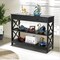3 Tier Narrow Entryway End Sofa Table w/Storage Drawer Black Wood Console Table
